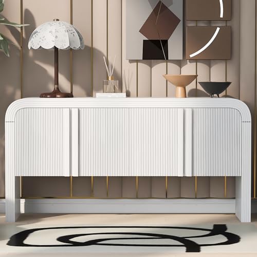 Modern Sideboard 63” Long Console Table Buffet Cabinet with 4 Doors