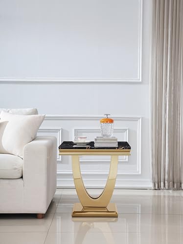 Faux Marble Coffee Table End Table Sets of 3 for Living Room, Mordern Living Room Tables Set with Stainless Steel Leg, Rectangle Center Table Home Furniture Set