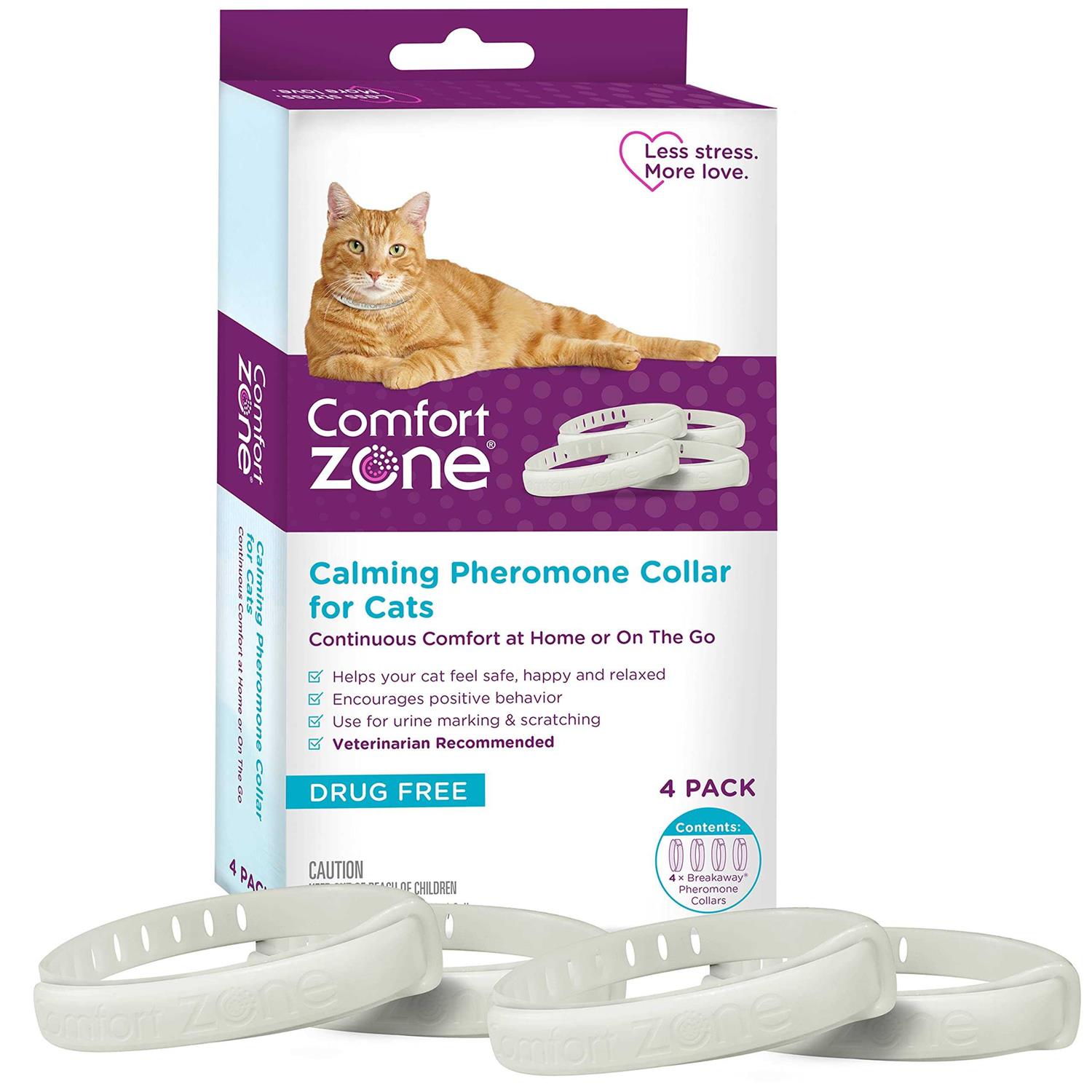 Comfort Zone 2 Pack Cat Calming Pheromone Collar for Cats De-Stress Your Cat - Pet Supplies online store