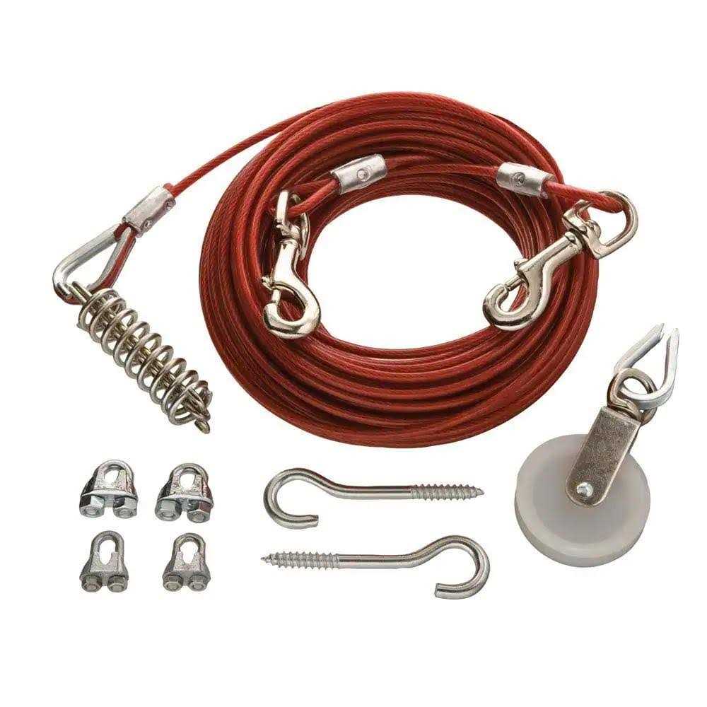1/8 in. x 75 ft. Galvanized Dog Run Cable Exerciser Kit - Pet Supplies online store