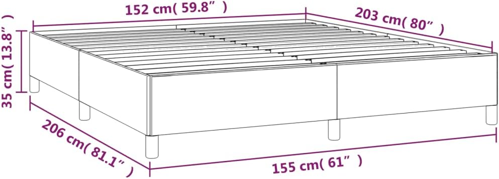 vidaXL Fabric Bed Frame in Dark Gray - Queen Size, Modern Style Double Bed Frame for 59.8