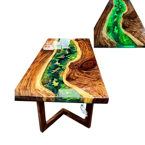 Glowing Koi Fish Table Coffee, Table Koi Resin, Living Room Table Resin, Resin Koi Fish Table Sofa, Koi Painting, Koi Fish Resin Dining Table, Handmade Table (50x50 inch, Only Table Top)