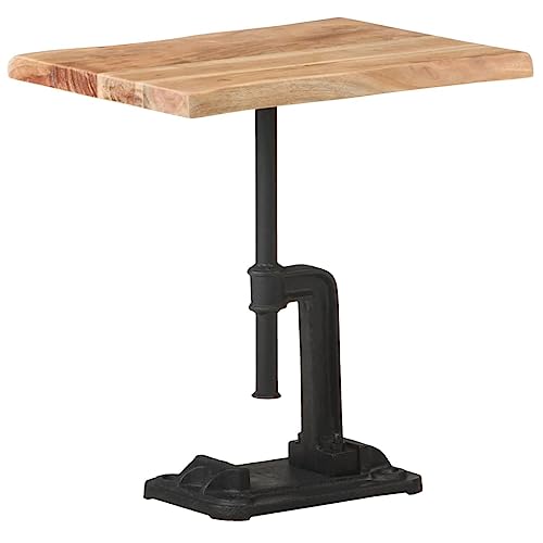 vidaXL Industrial Side Table - Light Wood, Rectangular, Solid Acacia & Cast Iron Frame, Handcrafted, Living Room Furniture