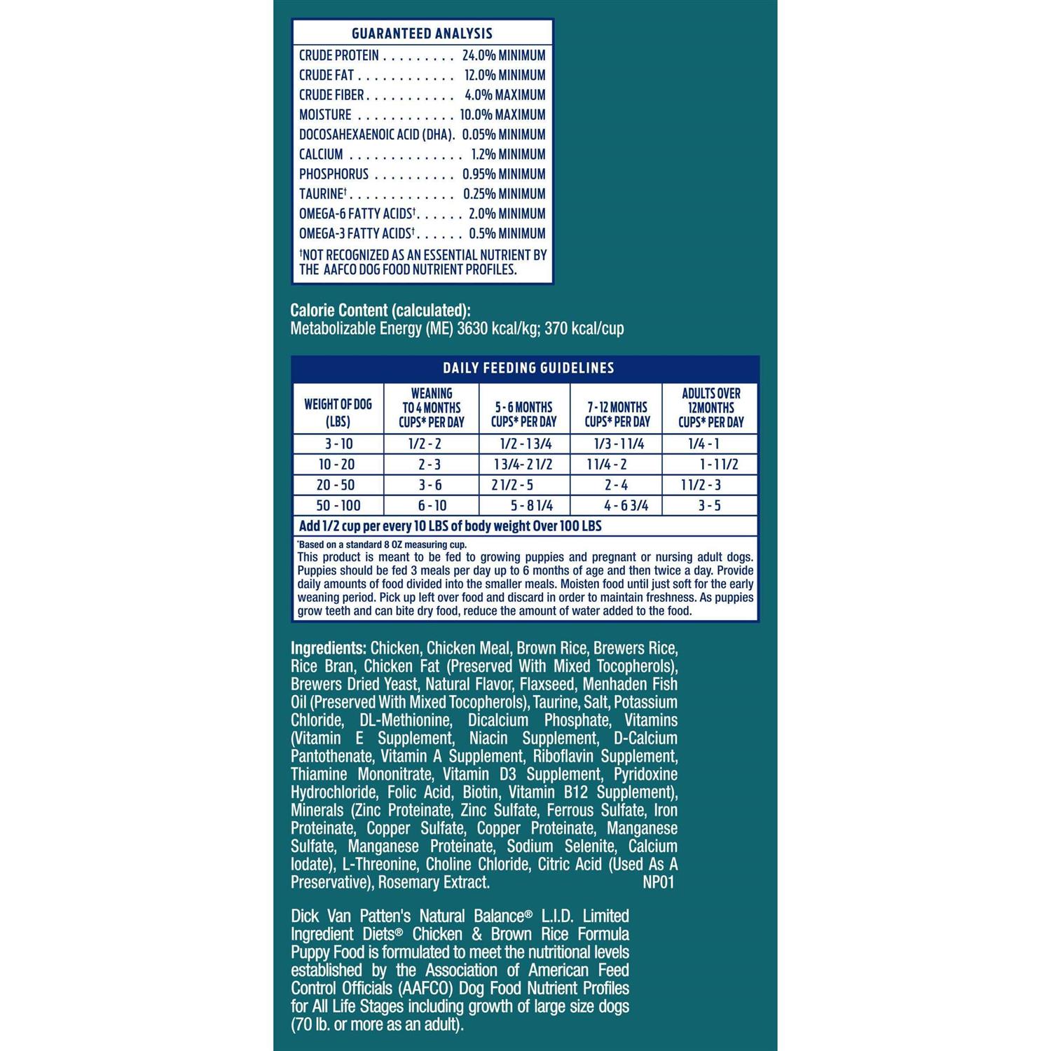 Natural Balance Limited Ingredient Diets Puppy Chicken & Brown Rice Dry Dog Food - Pet Supplies online store