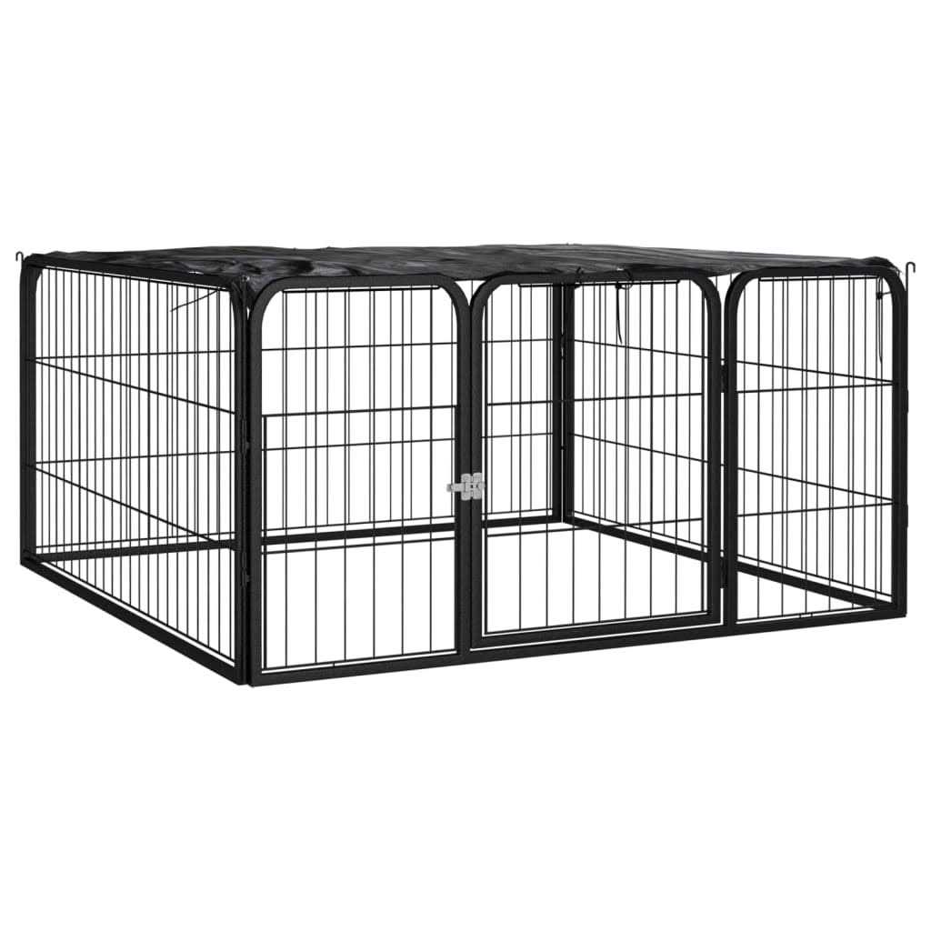 vidaXL Dog Playpen 4 Panels Black Powder-coated Steel - Pet Supplies online store