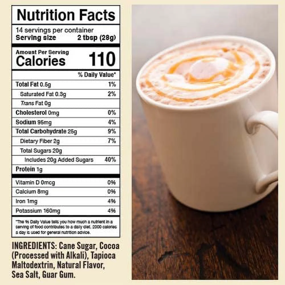 Castle Kitchen Classic Caramel Dark Chocolate - Dairy-Free, Vegan Premium Hot Chocolate Mix - Just Add Water - 14 oz (Pack of 2)