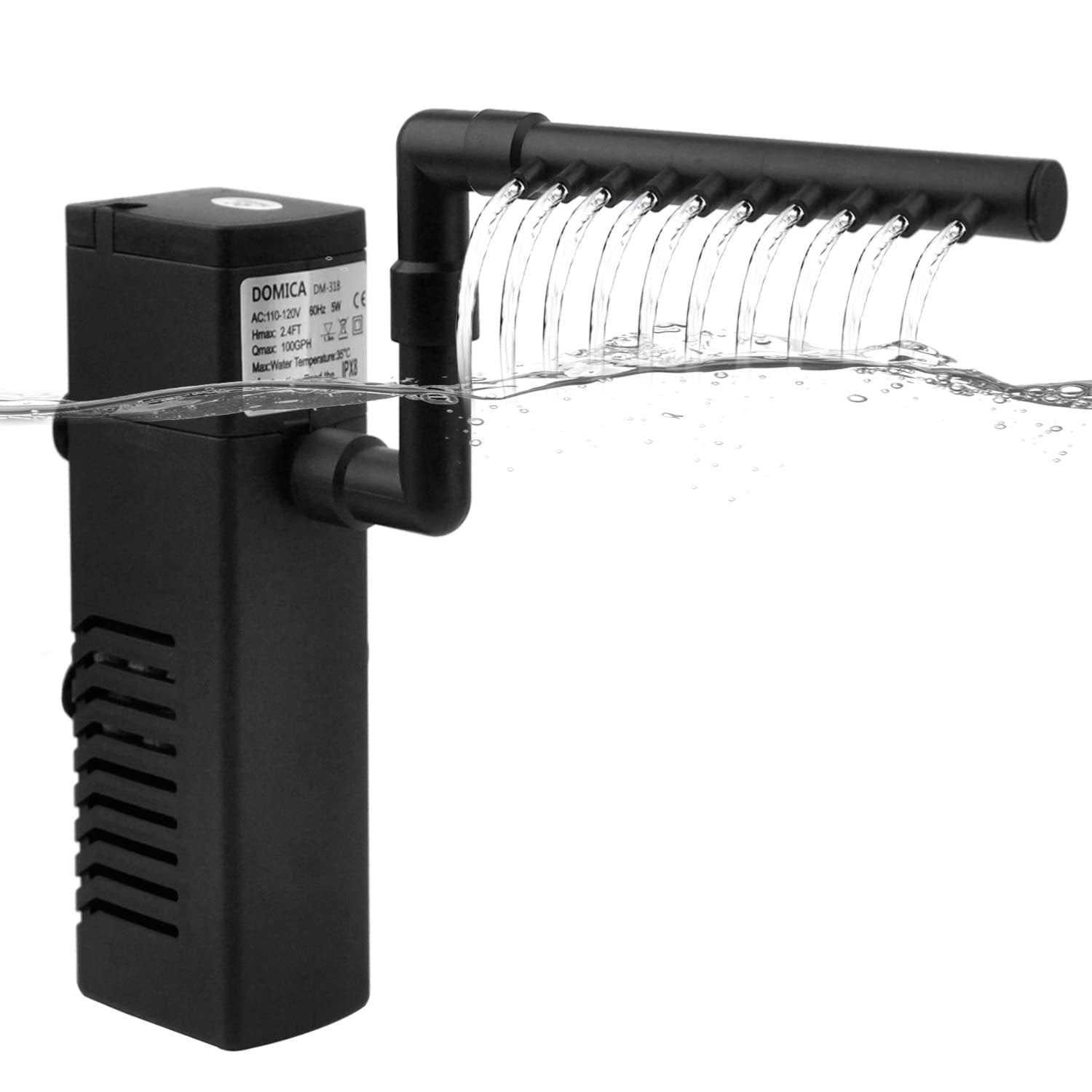 Domica Internal Aquarium Filter with Aeration System 100Gph 5W Power Filter for 5 to 15 Gallons Fish Tank - Pet Supplies online store