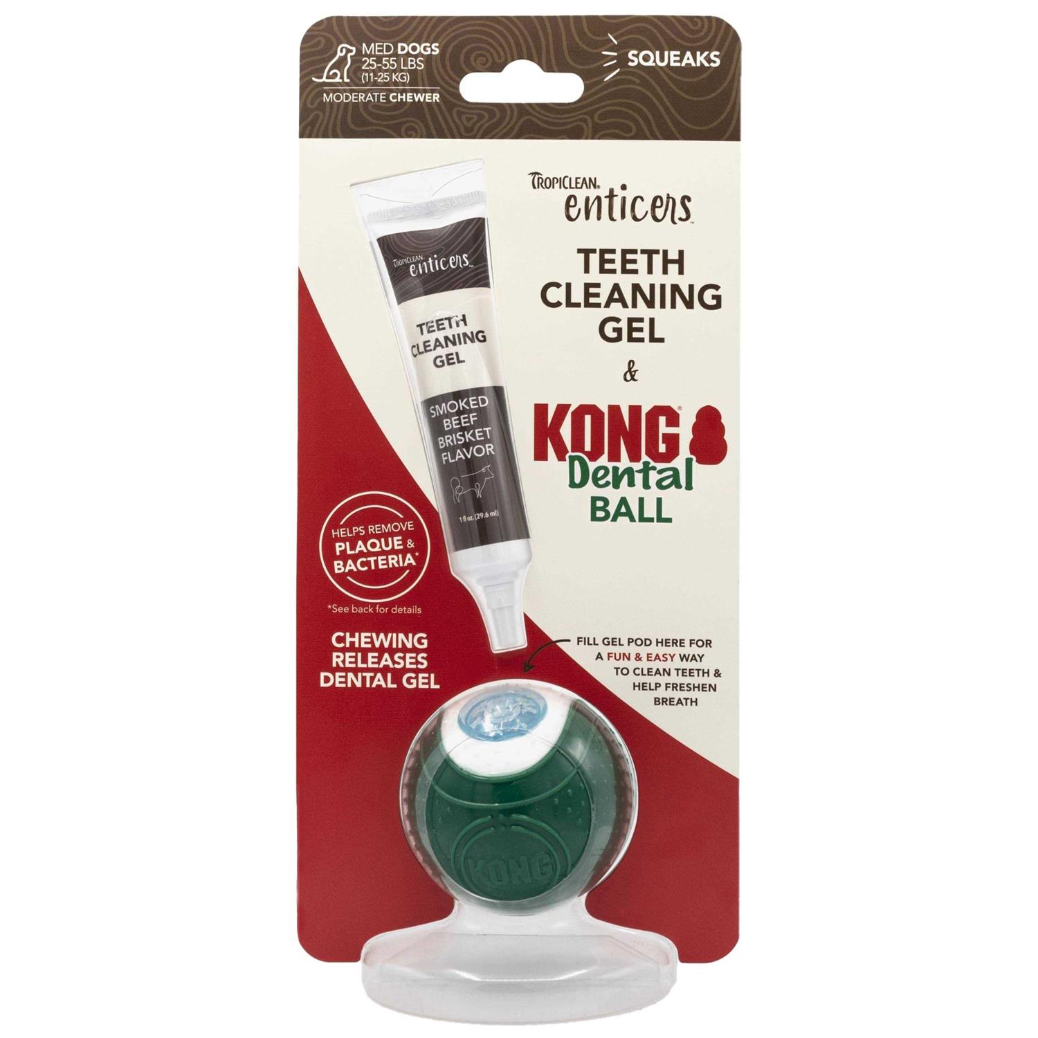 Tropiclean Enticers Teeth Cleaning Gel & Kong Dental Ball Beef Brisket - Pet Supplies online store