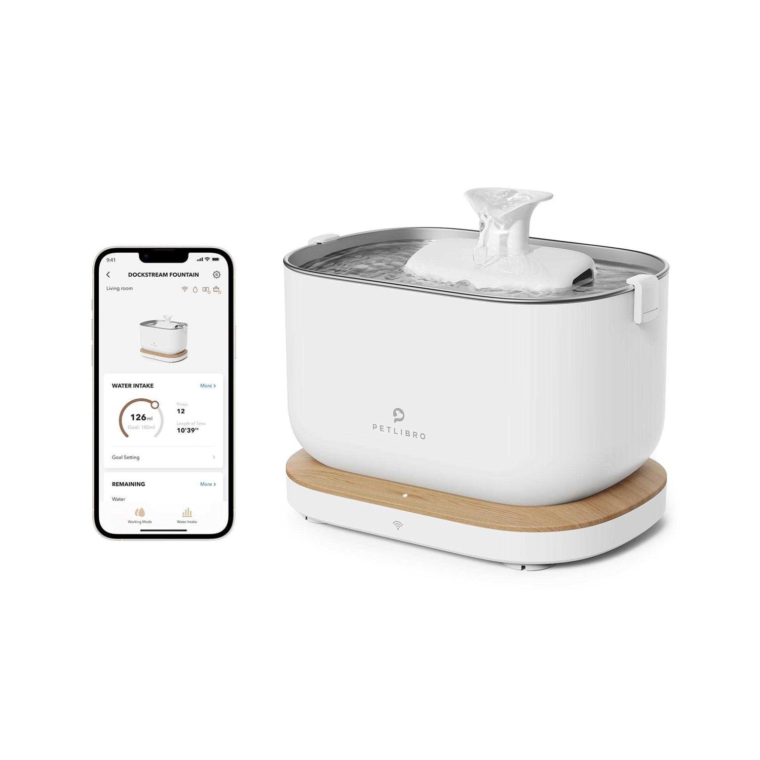 PETLIBRO App Monitoring Cat Water Fountain with Wireless Pump 2.5L/84oz Dockstream Pet Water Fountain for Cats Inside - Pet Supplies online store