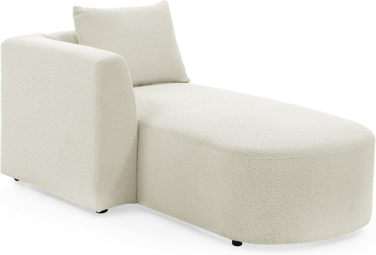 DEINPPA Left Corner Seat, Minimalist Style Modular Couch with 1 Pillows, Bouclé Fabric, Beige