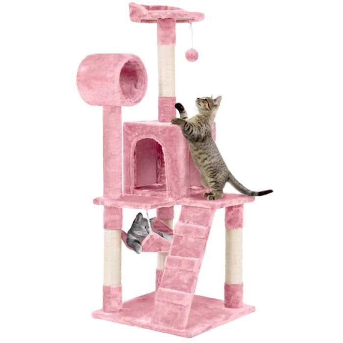 Topeakmart Plush Cat Tree Condo with Hammock Tunnel - Pet Supplies online store
