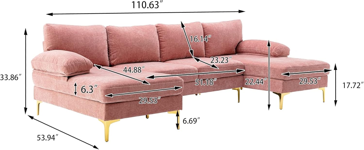 Overstock Chenille Fabric Sectional Sofa Yellow