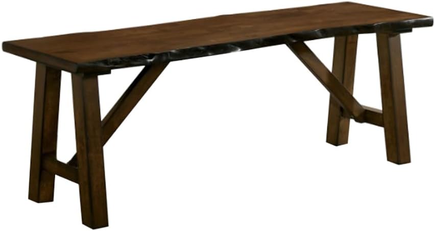 Wooden Dining Bench with Live Edge Design, Walnut