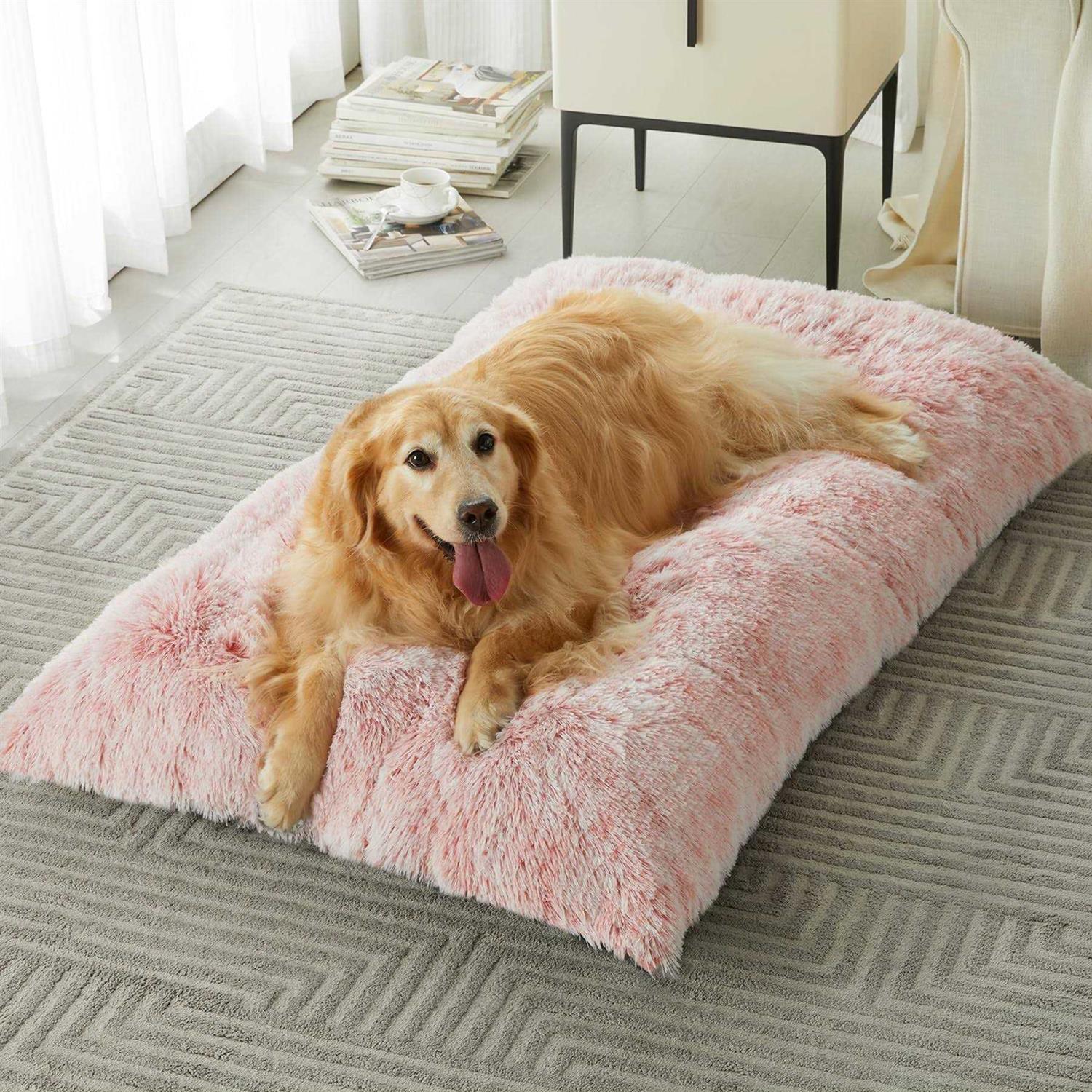 BFPETHOME Dog Beds for Large Dogs Plush Dog Crate Bed Fluffy Cozy Kennel Pad for Sleeping &Ease Anxiety - Pet Supplies online store