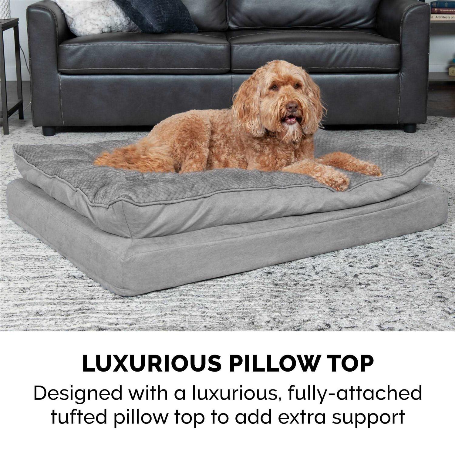 FurHaven Mink Fur & Suede Pillow-Top Orthopedic Dog Bed - Pet Supplies online store