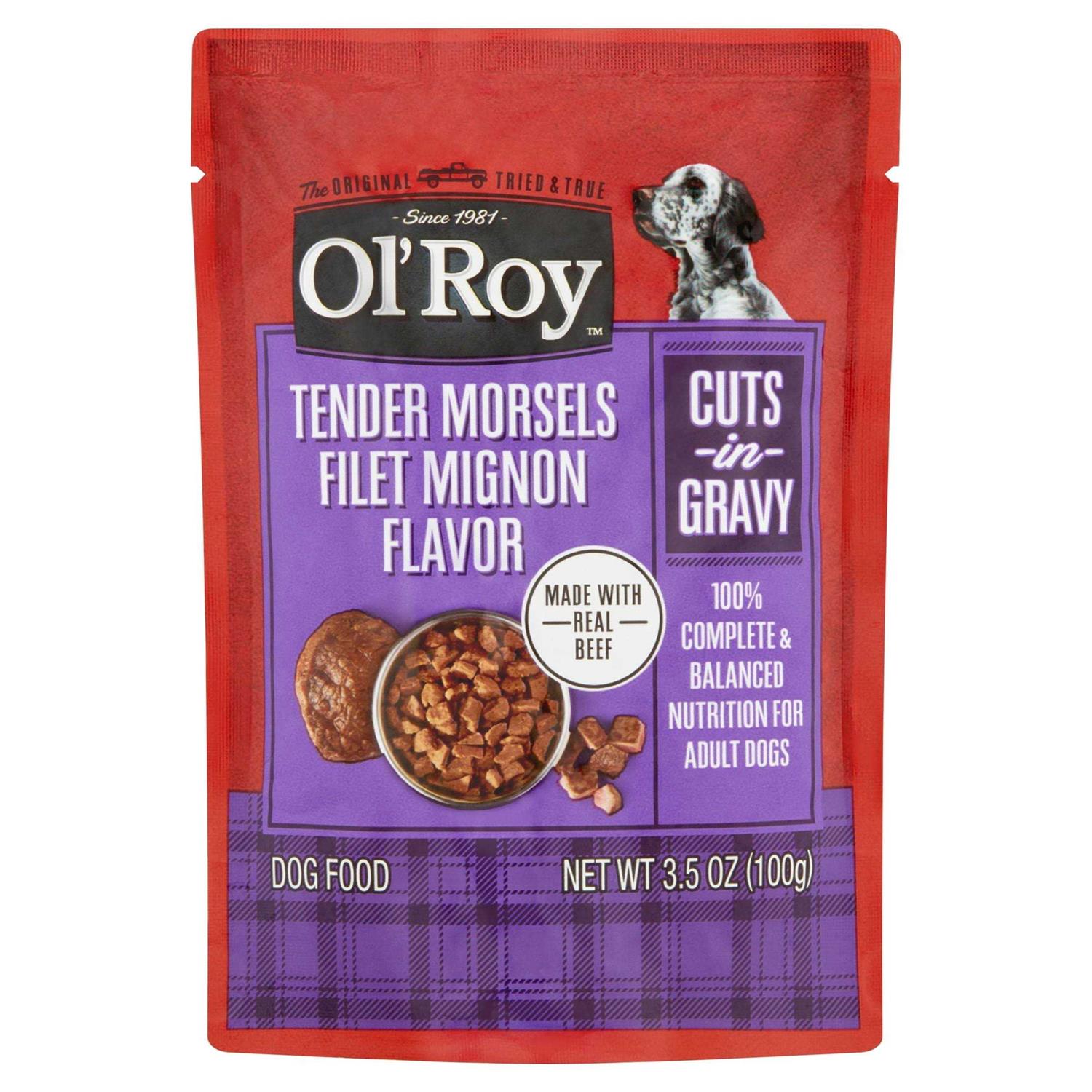 Ol Roy Cuts in Gravy Tender Morsels Filet Mignon Flavor Wet Dog Food Pouch - Pet Supplies online store