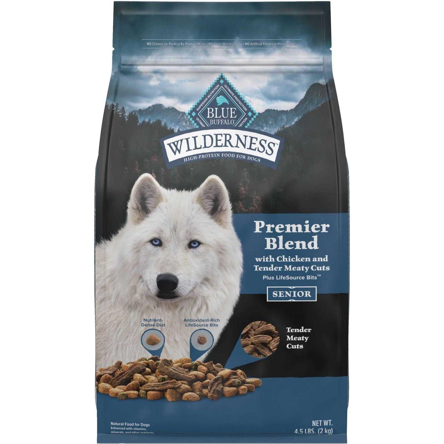 Blue Buffalo Blue Wilderness Premier Blend with Meaty Cuts Chicken Senior Dry Dog Food - Pet Supplies online store