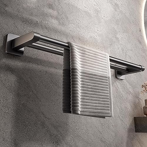 Towel Racks for Bathroom, Bath Towel Bar, 16 Inch 304 Stainless Steel Rustproof Thicken 0.8mm Towel Holders for Bathroom, Double Layer Design, Towel Brushed Finished Wall Mount, Hole-Free Install