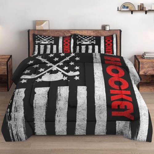 Comforter Set Full Size with 2 Pillowcases, American Baseball Bat Bedding Set for Kids and Adults, Cool Game Player Home Ball Soft Comforter Set for Bedroom Bed Decor