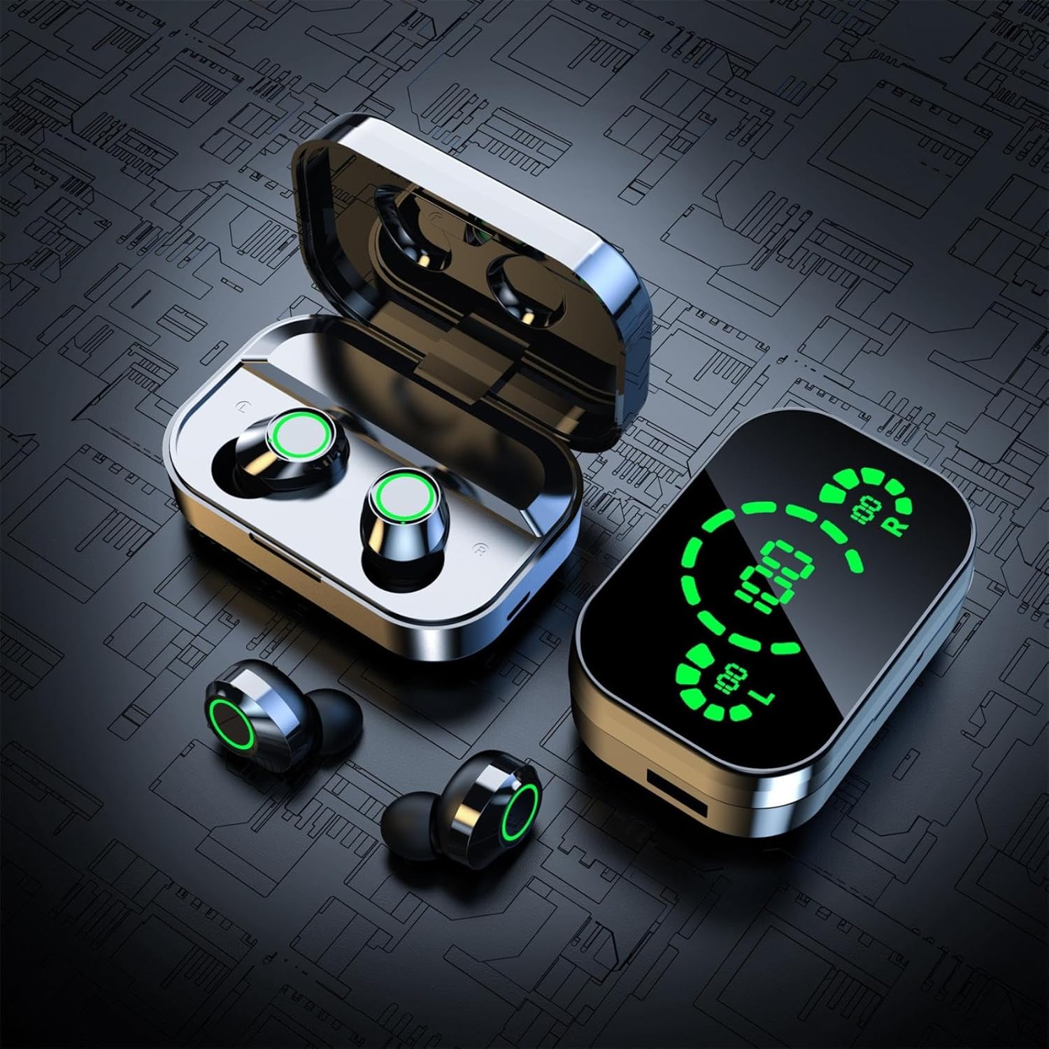 Wireless Earbuds Bluetooth 5.3 Headphones IPX4 Waterproof Stereo Earphones in-Ear Built-in Mic Headset Immersive Premium Sound with LED Power Display Charging Case for Workout/Office/Home #A