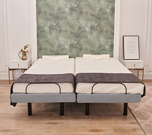 King Adjustable Base with 12 Inch Gel Memory Foam Mattress | Dual Massage | Underbed Light | Wireless Remote | USB Ports | Zero Gravity