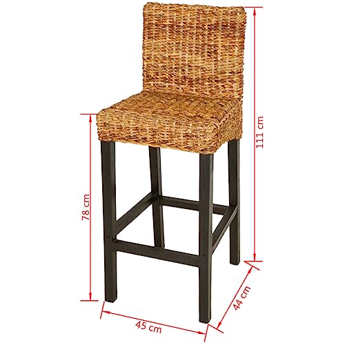 Bar Stools 2 pcs Abaca,Rustic Bar Stools with Mango Wood and Abaca for Indoor Living Spaces Bars Furniture