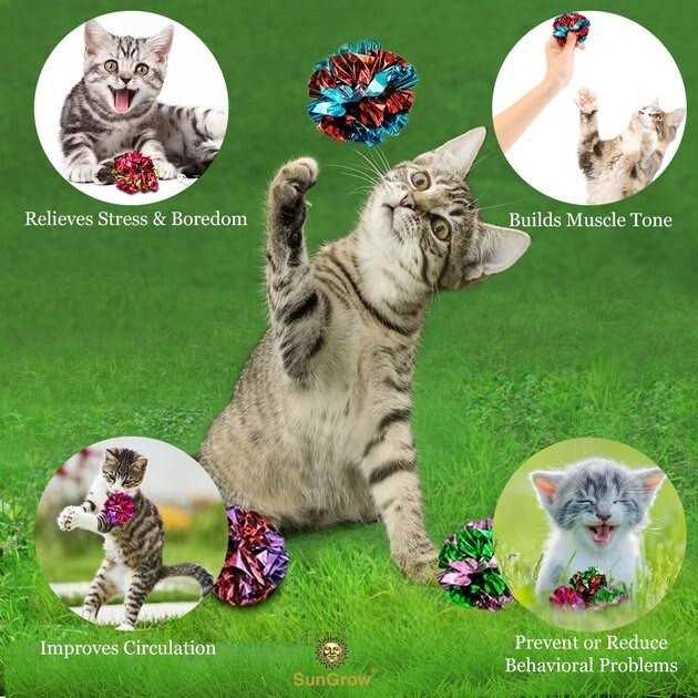 SunGrow Kitty Crinkle Balls Indoor Toys for Cat & Kitten - Pet Supplies online store
