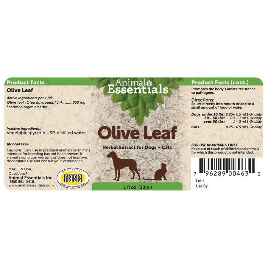 Animal Essentials Olive Leaf Herbal Extract Bottle - Pet Supplies online store