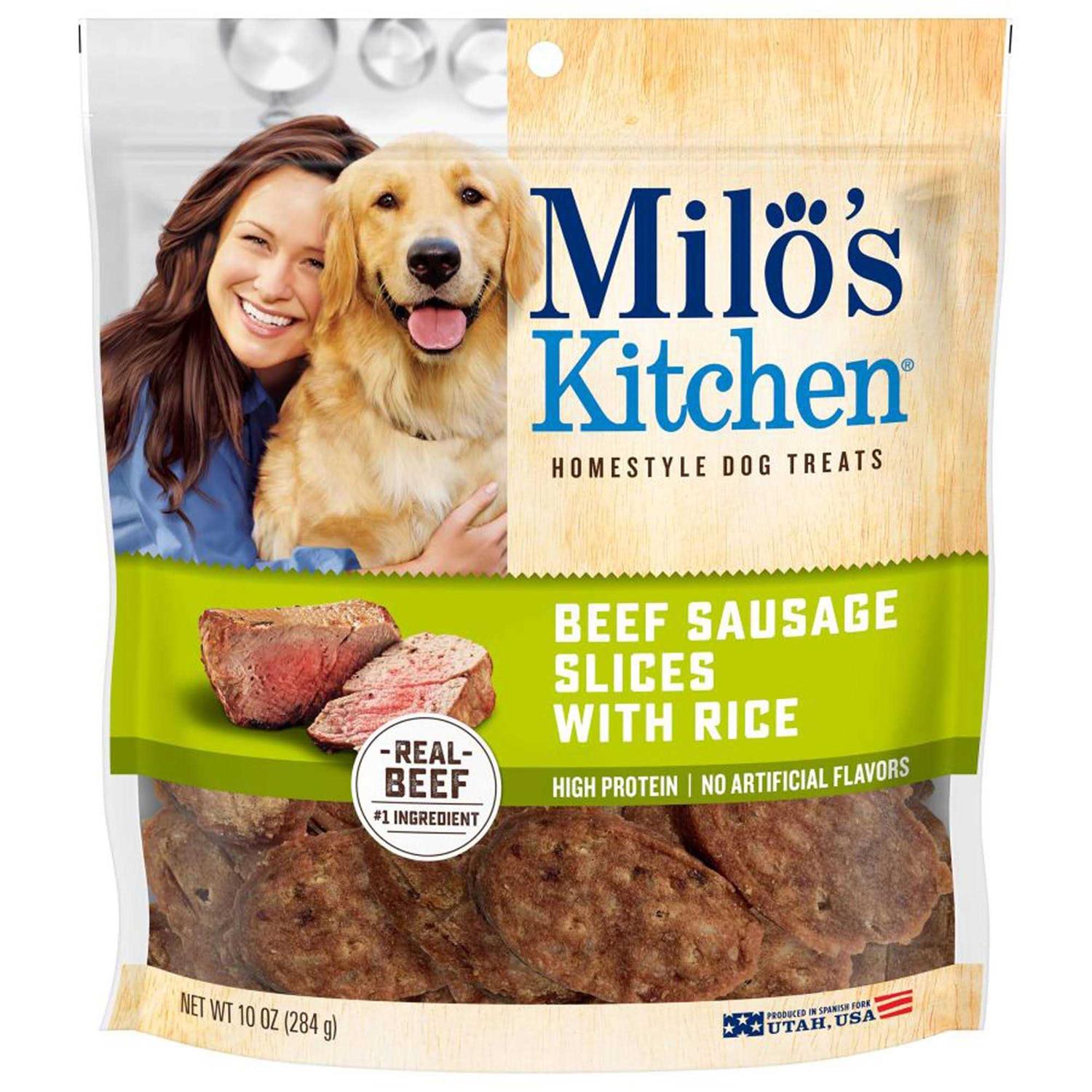 Milo's Kitchen Beef Sausage Slices with Rice Dog Treats - Pet Supplies online store