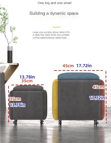 5-in-1 Tech Fabric Seating Cube, Stackable Sofa Chair with Swivel Casters, Dressing Stool, Nesting Ottoman, Movable Footstool(Five Colors,35 * 35 * 35cm)