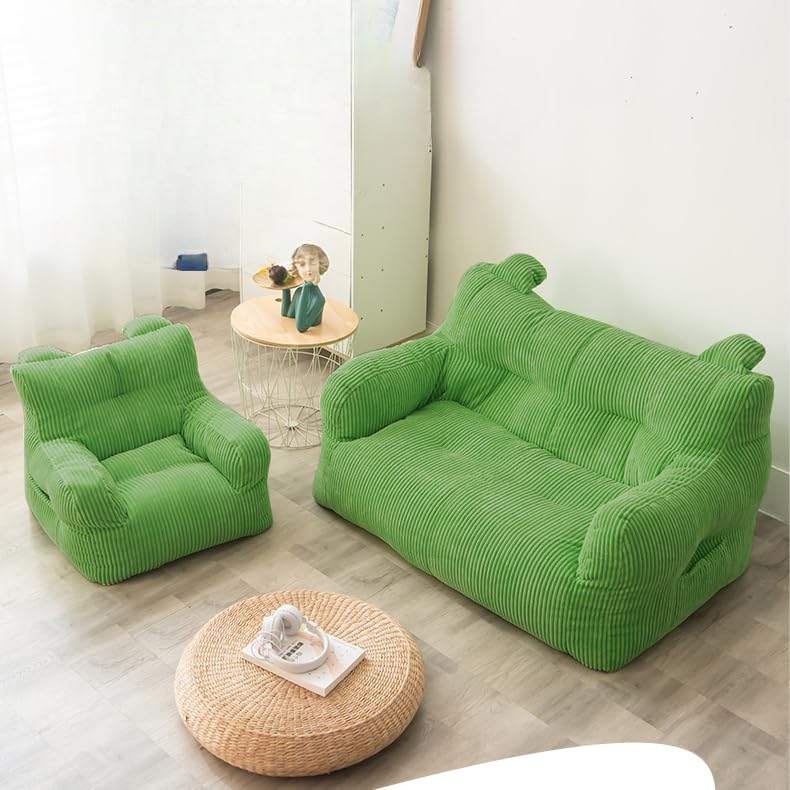 Lightweight Double Sofa with Armrests in Velvet Fabric - Stylish, Comfortable, and Portable (Yellow,&Pedal)