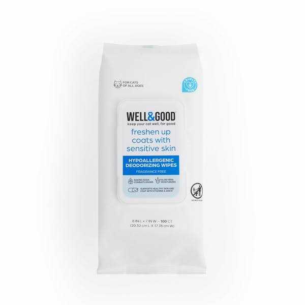 Well & Good Unscented Hypoallergenic Cat Wipes - Pet Supplies online store