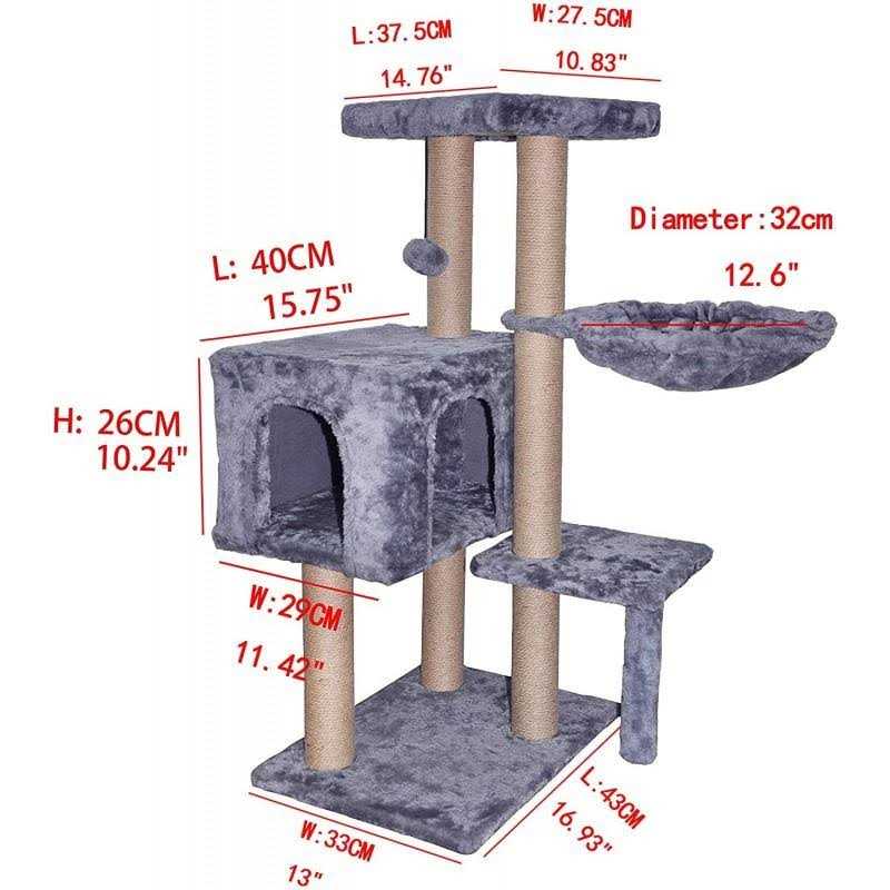 Aiwikide 002G Cat Tree has Scratching Toy with a Ball Activity Centre Cat Tower Furniture Jute-Covered Scratching Posts Grey - Pet Supplies online store