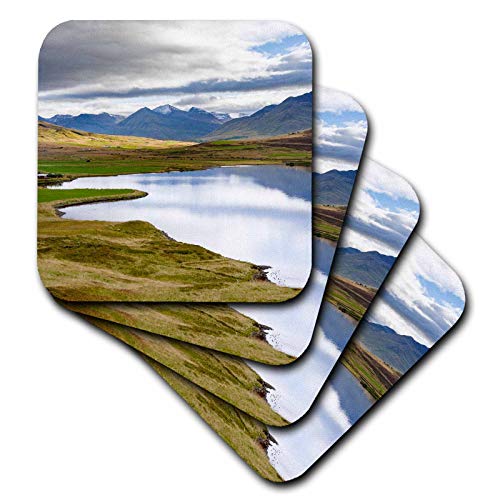 Set of 4 Ceramic Tile Coasters - Landscape at Miklavatn, Trollaskagi, Northern Iceland Landscape