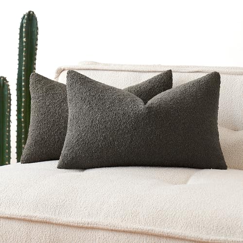 MIULEE Set of 2 Dark Blue Throw Pillow Covers 18x18 Inch Decorative Couch Pillow Covers Textured Boucle Accent Solid Pillow Cases Soft for Cushion Chair Sofa Bedroom Livingroom Home Decor