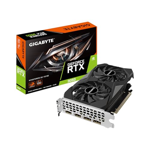 GIGABYTE GeForce RTX 3050 WINDFORCE OC V2 6G Graphics Card, 2X WINDFORCE Fans, 6GB GDDR6 96-bit GDDR6, GV-N3050WF2OCV2-6GD Graphics Card
