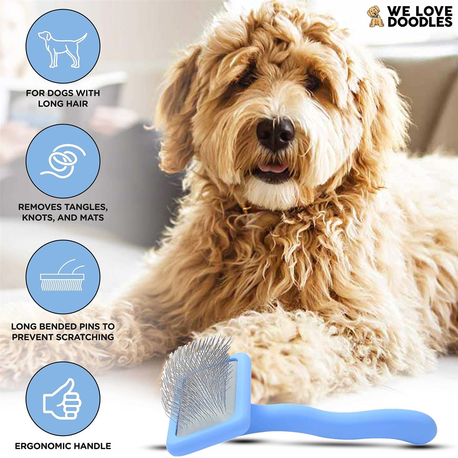 We Love Doodles Dog Slicker Brush Dog Doodle Brush for Grooming Pet Hair Dog Brush - Pet Supplies online store