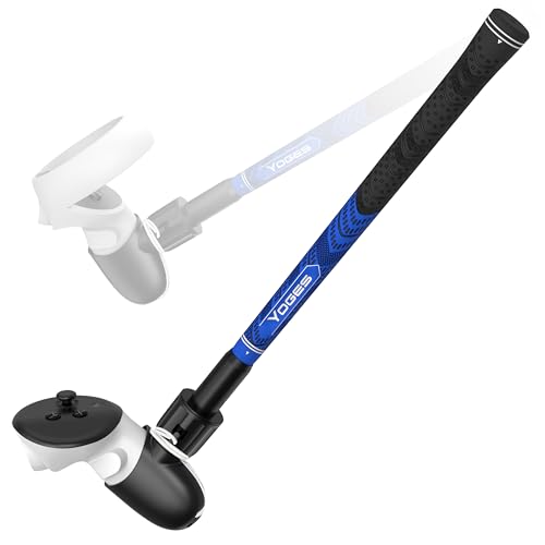 YOGES VR Golf Club Attachment Compatible with Meta Quest 3/ Oculus Quest 2 Controller, Virtual Reality Golf Handle Grips 90 Degree Design Keep Tracking for Golf VR Games (ONLY for Right Controller)
