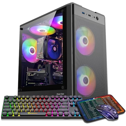 Gaming PC Desktop Computer, AMD Ryzen 5 5500 up to 4.2GHz, Radeon RX 550 4GB, 16G DDR4 RAM, 1TB NVME SSD, WiFi 5.0, Prebuilt Gaming PC Tower Computer with RGB Fan