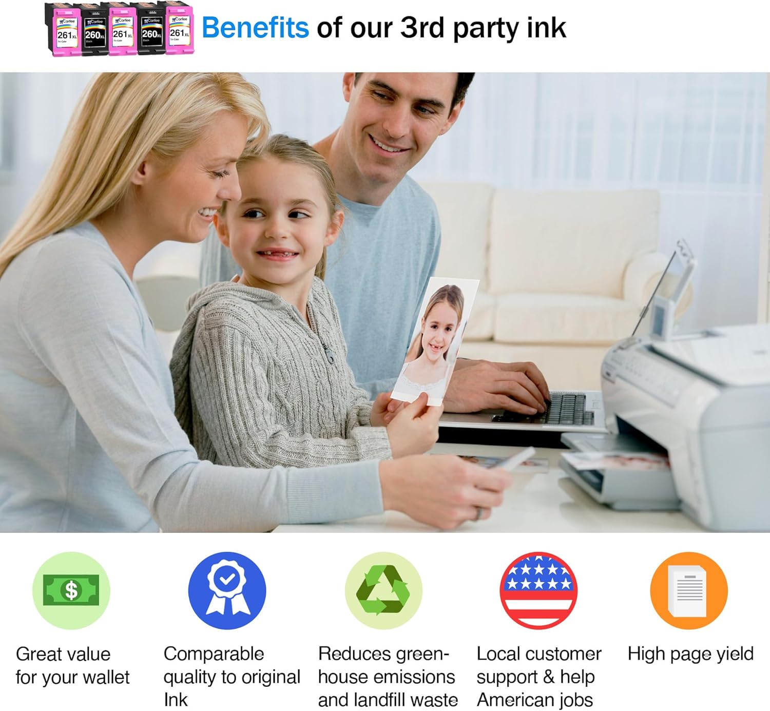 Cartlee Compatible Ink Cartridges Replacement for Canon 260 and 261 Ink Cartridges for Canon TS6420 Ink Cartridges for Canon Ink 260xl 261 Cartridges for Canon TS6400 Ink Cartridges PG-260 5 Pack