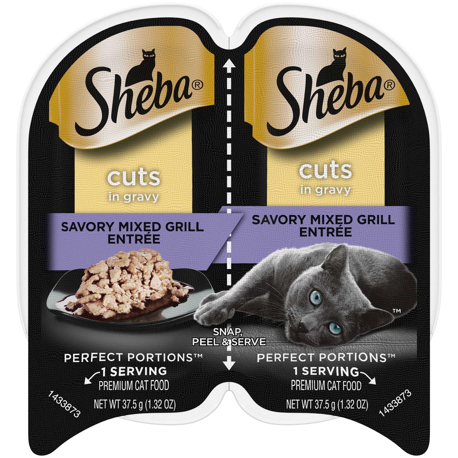 Sheba Perfect Portions Wet Cat Food Cuts in Gravy Savory Mixed Grill Entree - Pet Supplies online store