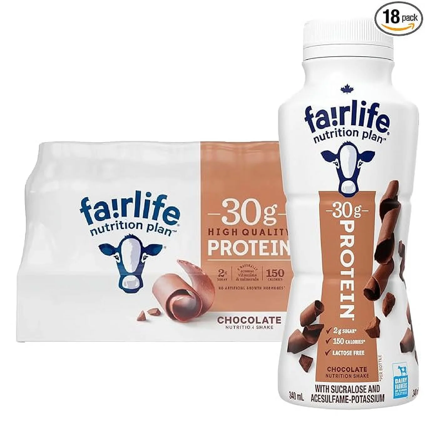Fairlife Nutrition Plan, 30g Protein Shake, Chocolate, 11.5 fl oz, 18-count 3PK