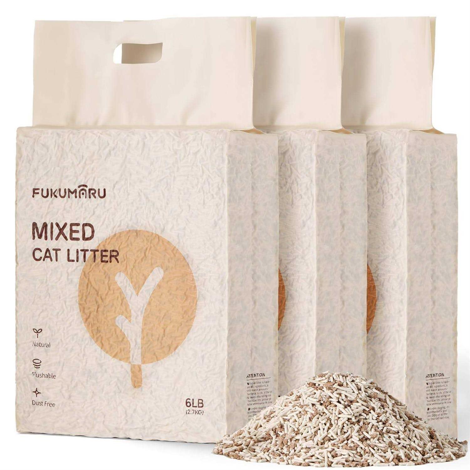 FUKUMARU Tofu Cat Litter Clumping Cat Litter, Dust Free Unscented Flushable Tofu Litter, Natural, Lightweight and Low Tracking Cat Litter - Pet Supplies online store