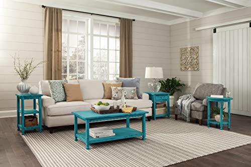 Alaterre ACCA03BA Rustic Cottage Bench with 1 Shelf, Blue Antique