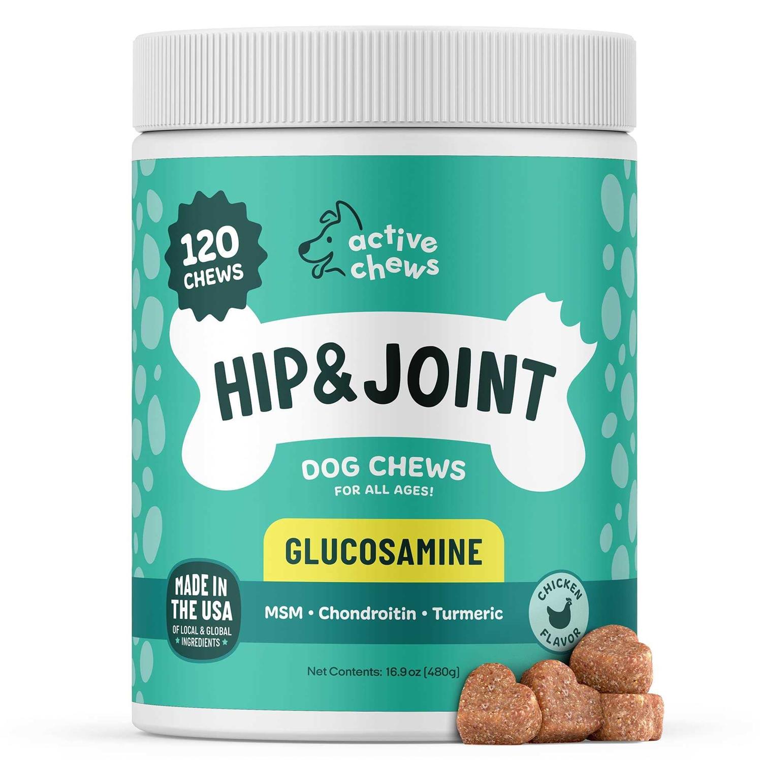Active Chews Glucosamine for Dogs Hip and Joint Supplement with Chondroitin, Turmeric, and Msm - Pet Supplies online store