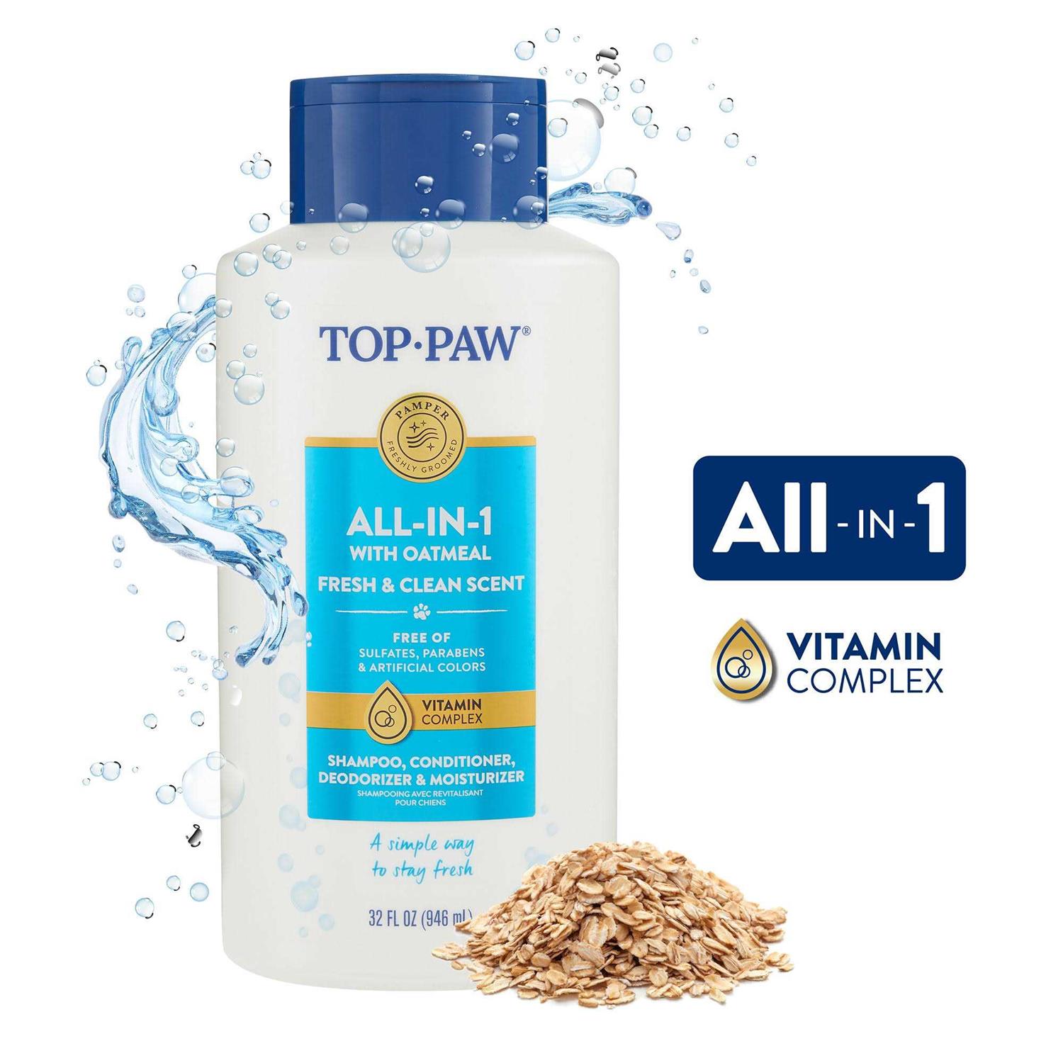 Top Paw All-In-1 with Oatmeal Dog Shampoo, Conditioner, Deodorizer and Moisturizer - Pet Supplies online store