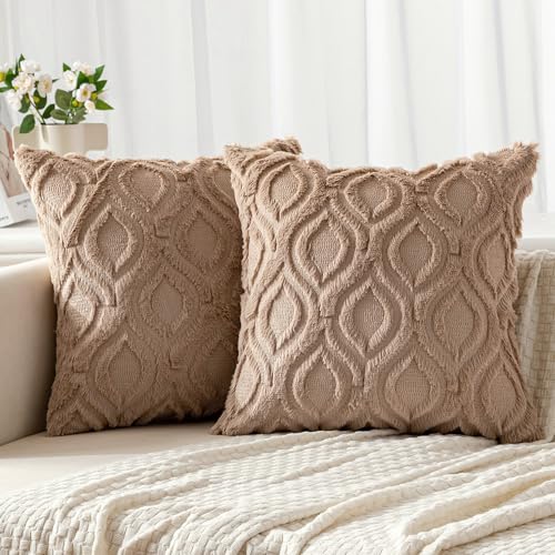 MIULEE Navy Blue Throw Pillow Covers 12x20 Inch, Soft Plush Faux Wool Couch Pillow Covers Set of 2 Decorative Farmhouse Boho Throw Pillows for Sofa Living Room Bed