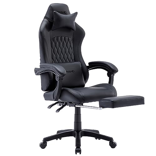 OHAHO Gaming Chair Computer Chair with Footrest and Lumbar Support, Height Adjustable Game Chair with 360° Swivel Seat and Headrest and for Office or Gaming (Red)