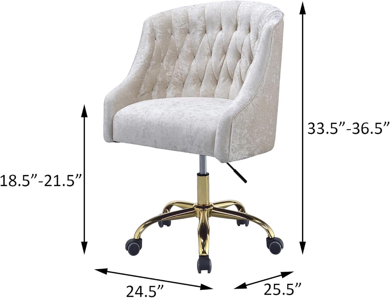 Vintage Cream and Gold Tufted Back Office Chair