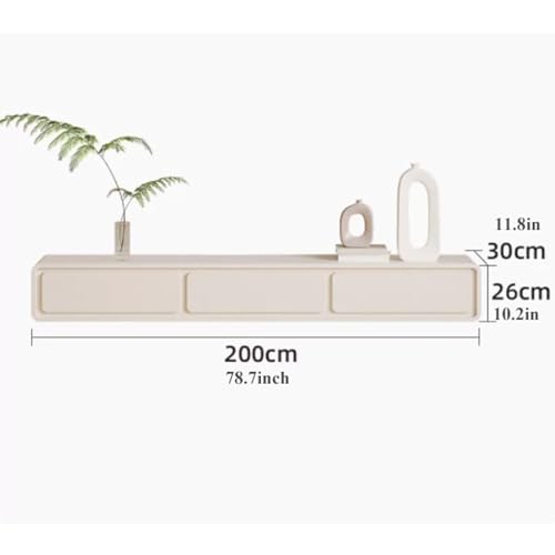 tv units for living room Floating 78.7/86.6 inch TV Cabinet with Drawers, Wall Mounted Entertainment Center with Storage and Open Shelf, Media Console Table Stand for Living Room, Bedroom, Cream White